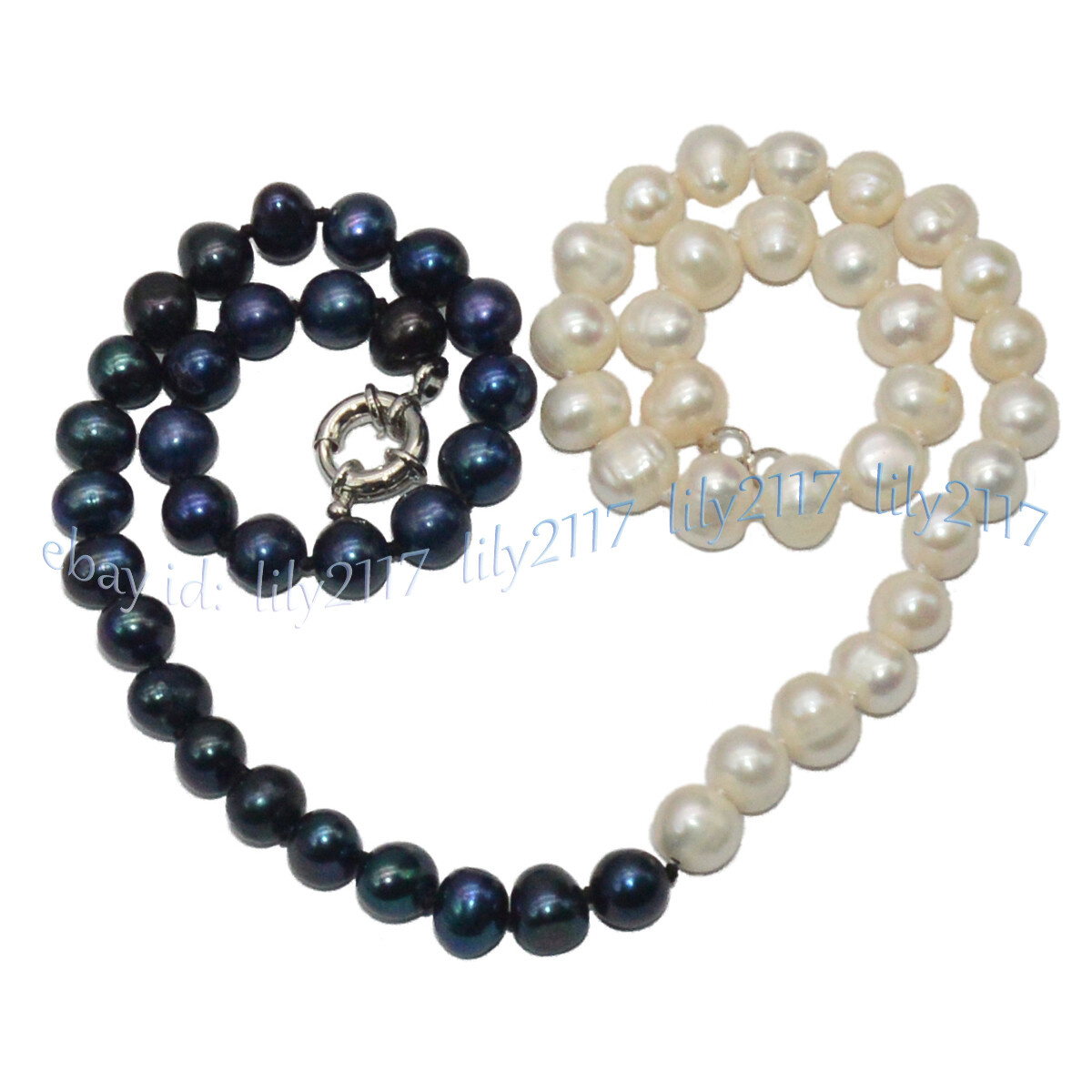 7-8mm Real Natural White Black Freshwater Pearl Baroque Beads Necklace 14-48”