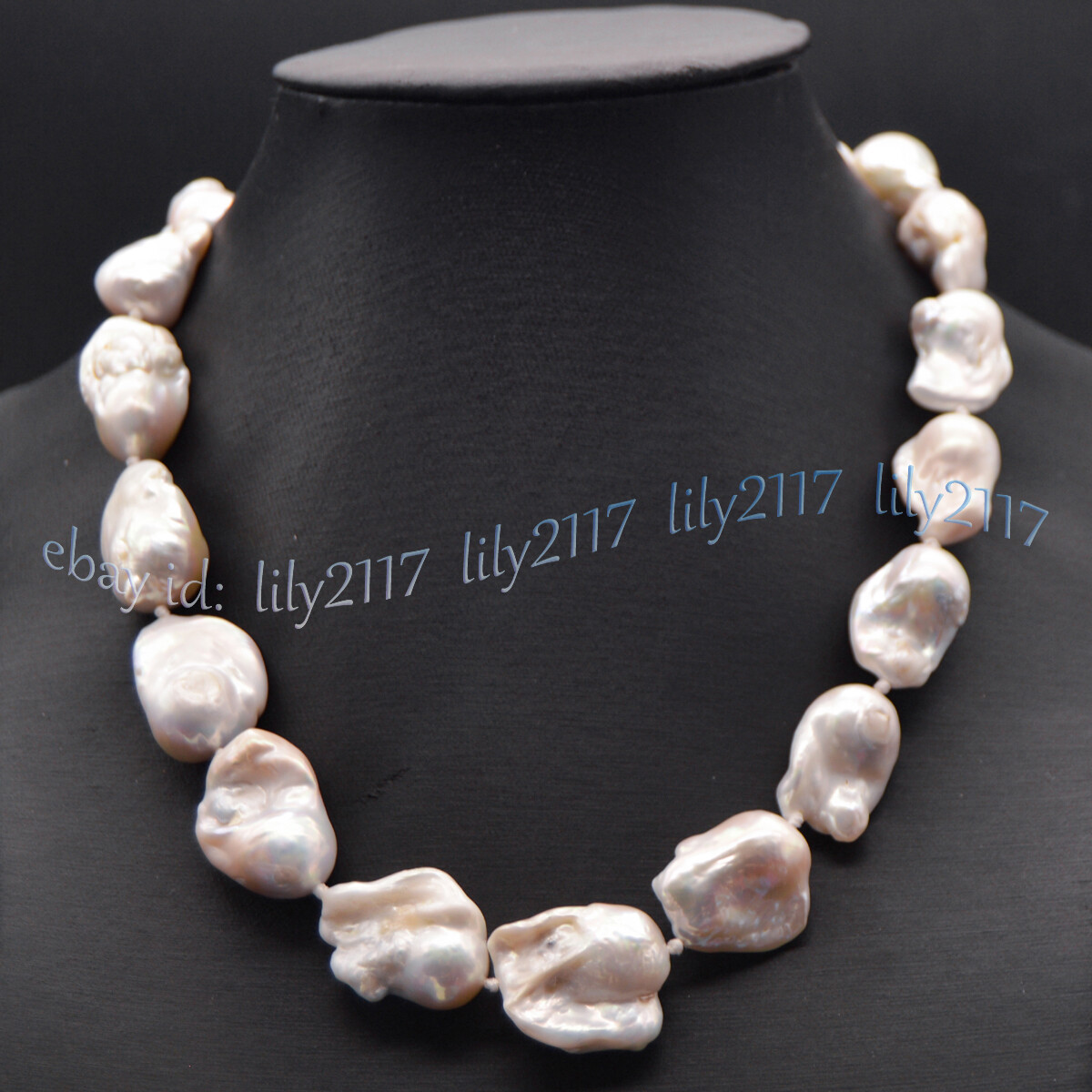 Large 15-25mm Genuine Natural White Keshi Reborn Baroque Pearl Pendant Necklace