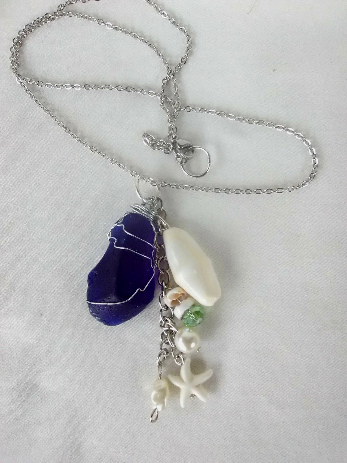 Boho Coastal Beach Glass Pendant Necklace 19″ Women’s Jewelry US Seller Gift