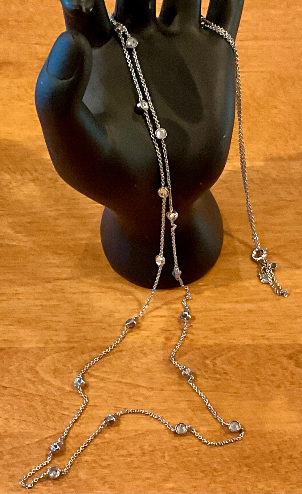 ANN TAYLOR SILVERTONE CRYSTAL 40” NECKLACE OR DOUBLED 20” PARTY WEAR NEW YEARS!