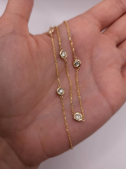 1.25 Ct Lab Grown Diamond by the Yard 14Kt Gold Necklace