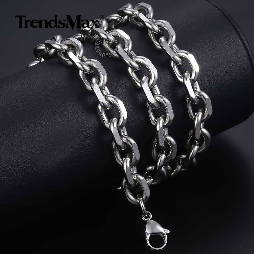 3-9mm 18-24″ Stainless Steel Mens Silver Diamond Cut Rolo Cable Chain Necklace