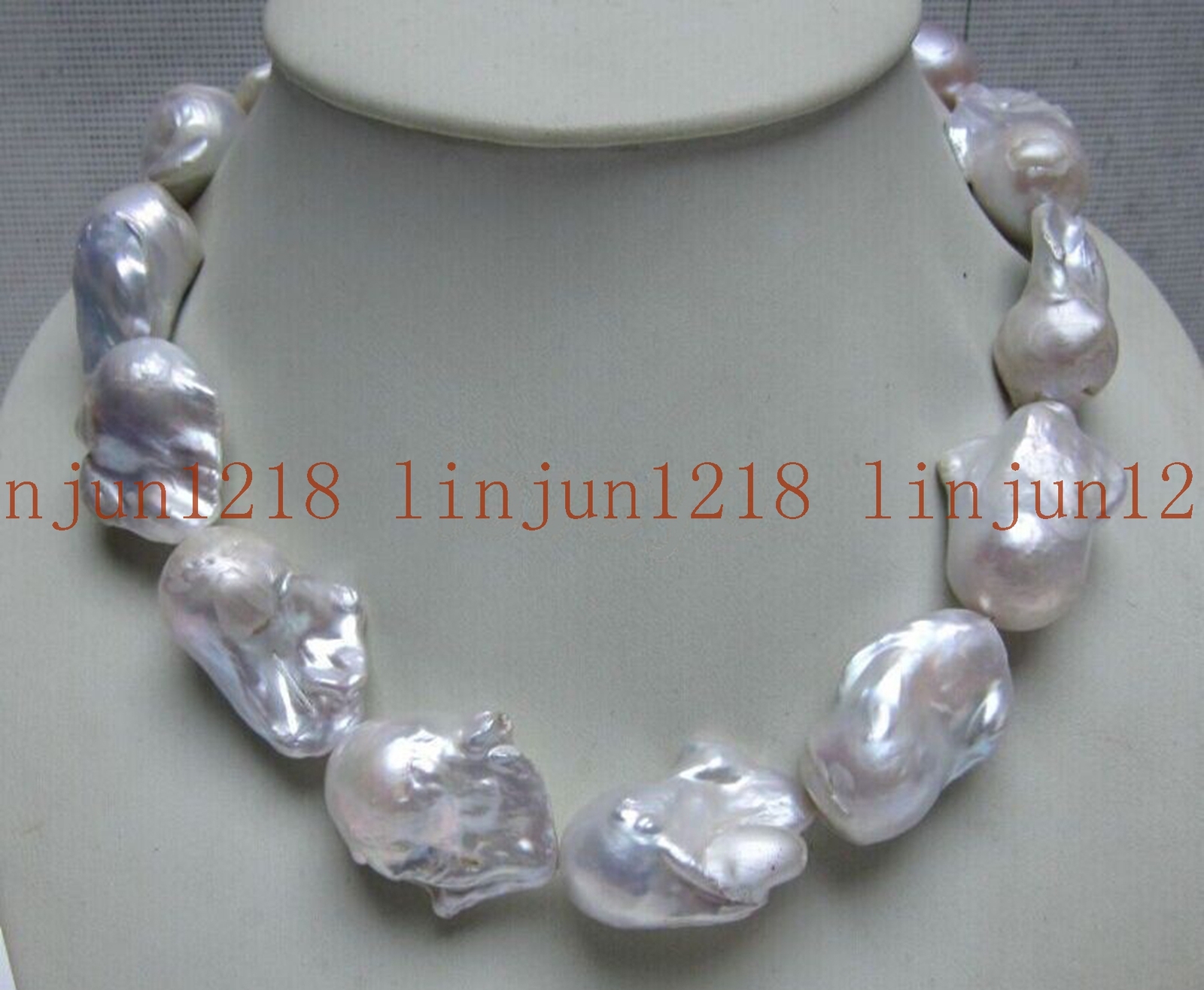 18″ 15-25mm Huge South Baroque White Reborn keshi Pearl Necklace AAA