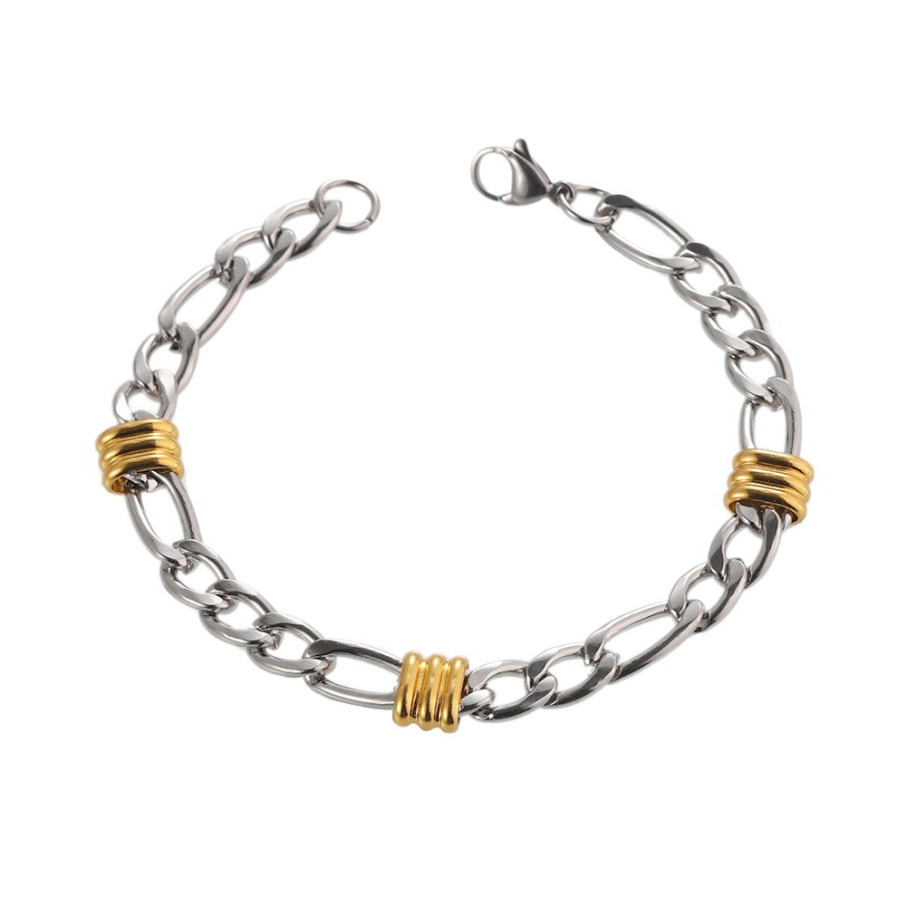 Titanium Figaro Chain Jewelry Set Textured Spacer Beads Minimal Fashion Jewelry