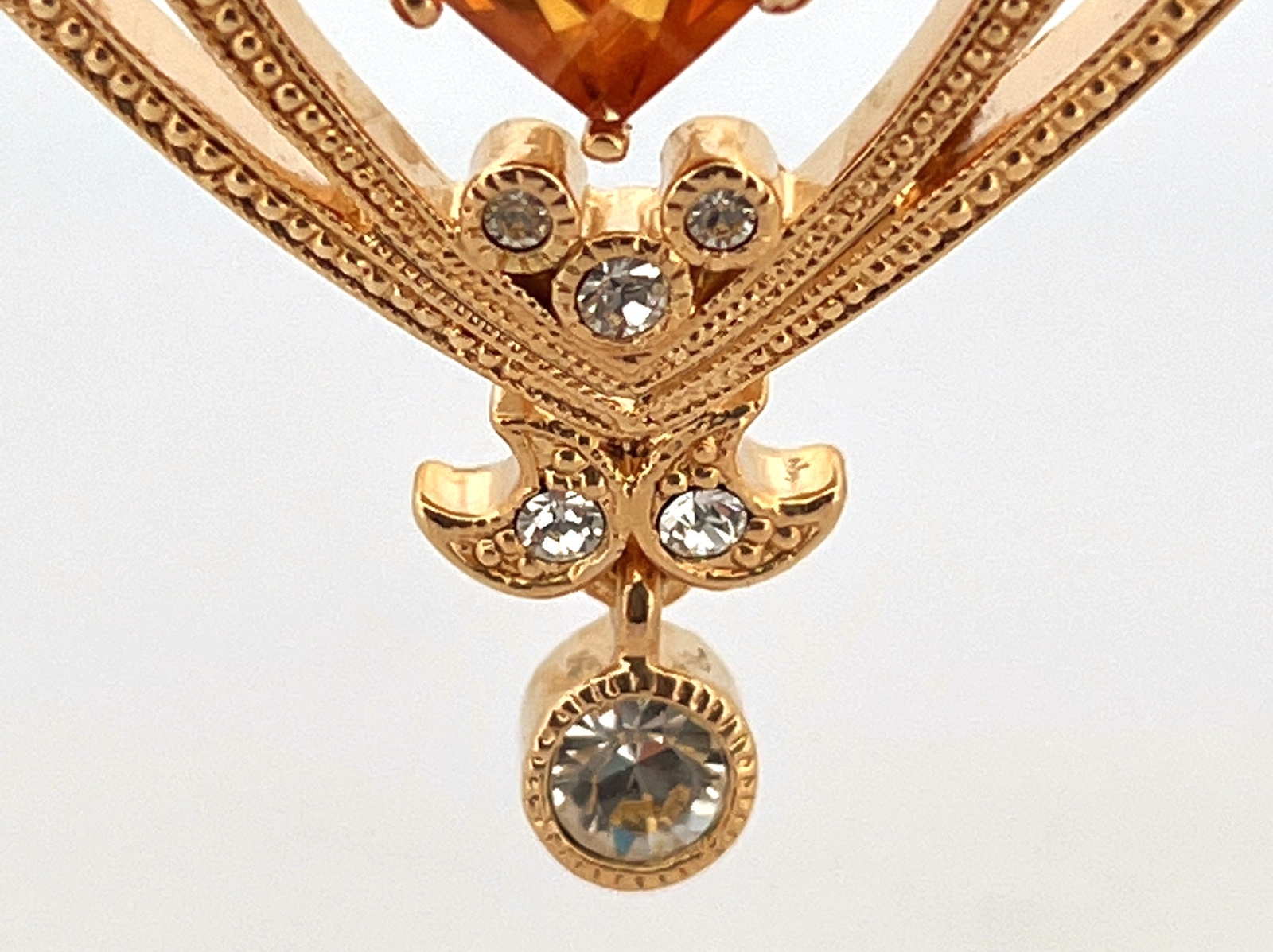 November Birthstone Gold Plate Metal Necklace Set With Heart Shape Topaz Crystal