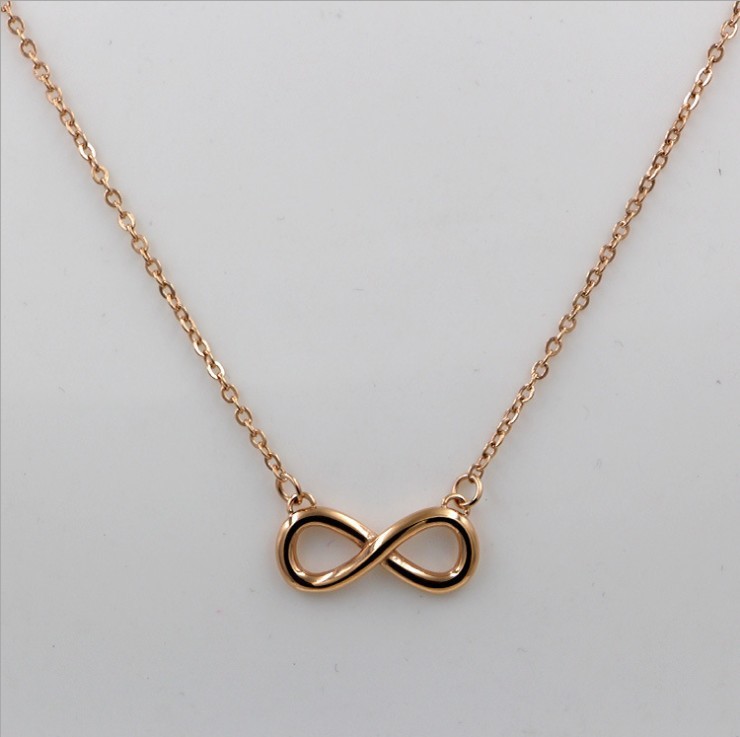 18″ Silver Rose Gold Stainless Steel Love Infinity Symbol 8 Pendant Necklace PE6