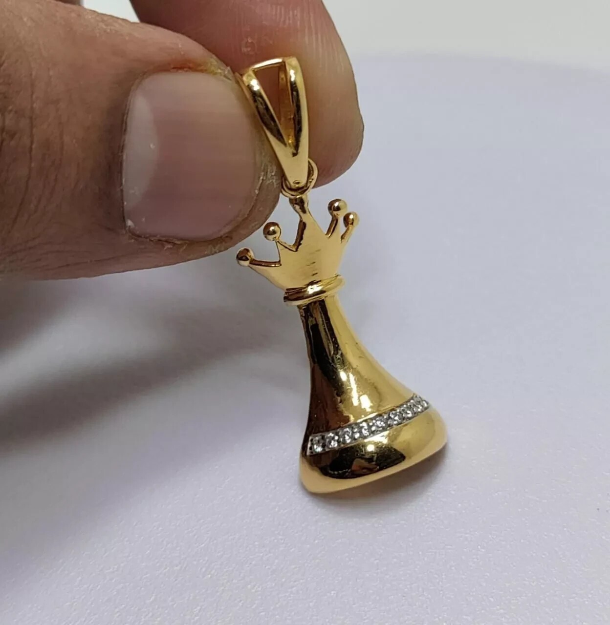 Round Cut Simulated Diamond Fancy Charm Pendant Chain In 14k Yellow Gold Plated