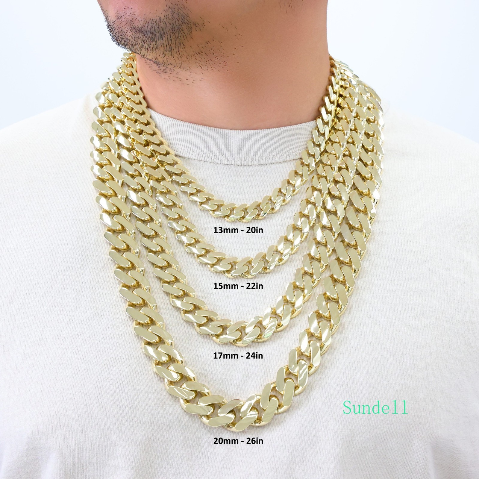 14k Yellow Gold Miami Cuban Royal Monaco Chain 5mm-17mm Necklace Bracelet 7″-30″