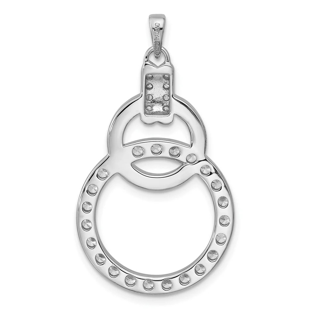 Sterling Silver Rhodium-Plated CZ Circle Pendant