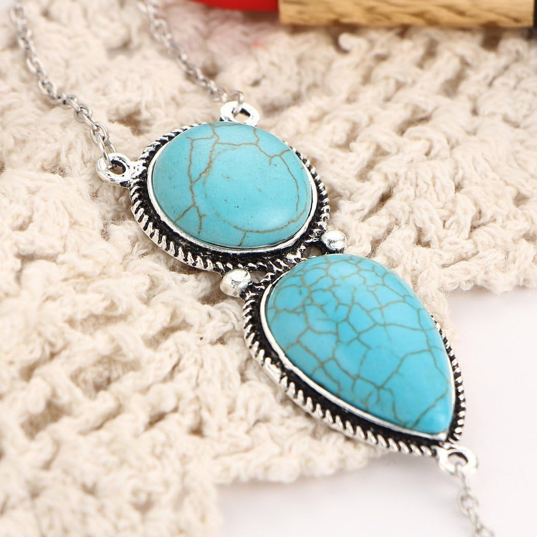 Boho Slave Bracelets Silver Turquoise Finger Ring Bracelets Summer Beach Hand…