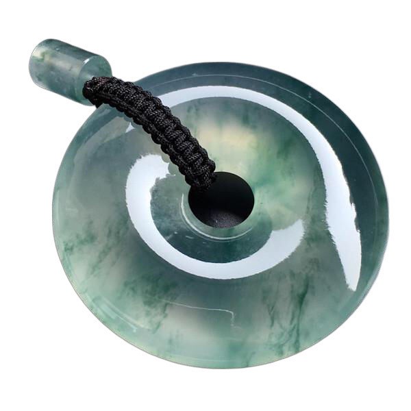 A Grade Myanmar High Ice Floating Jadeite Safety Buckle 25mm Lucky Jewelry