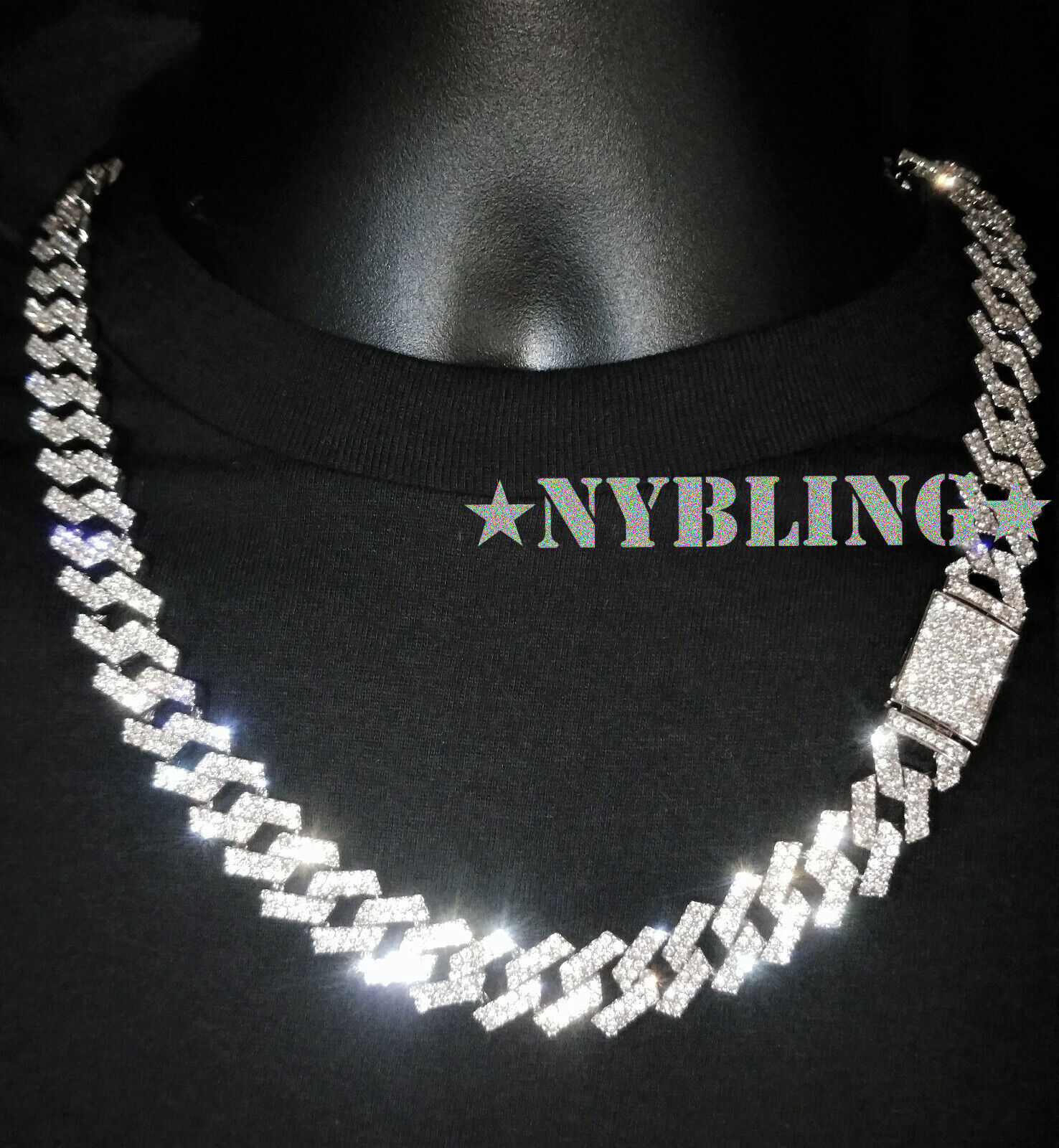 Mens Hip Hop Miami Cuban Prong Link Necklace Bracelet Gold Plated Iced CZ Chain
