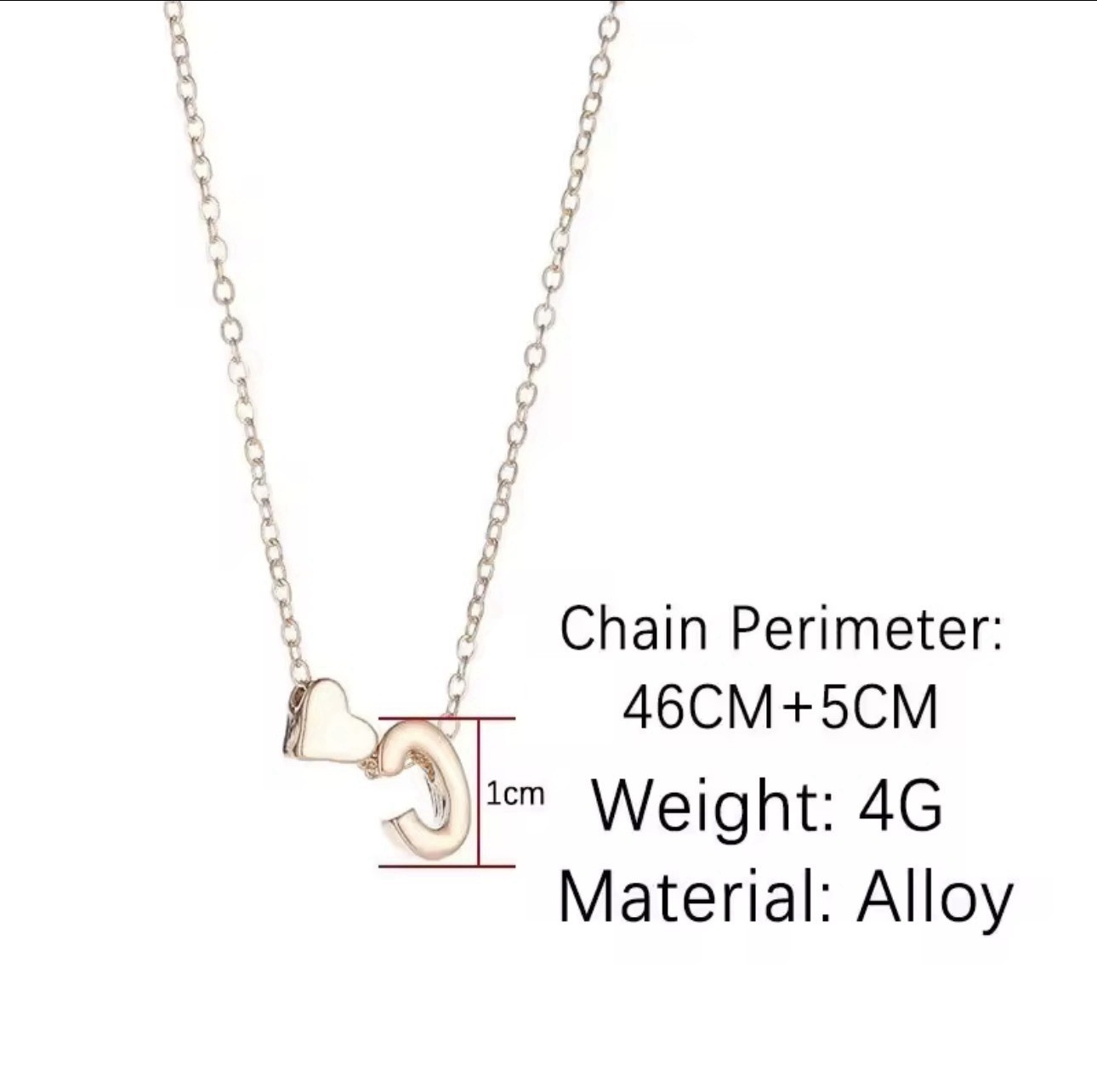 Tiny Heart Dainty Initial Letter Necklace Silver Gold Women Pendant Jewelry 18″