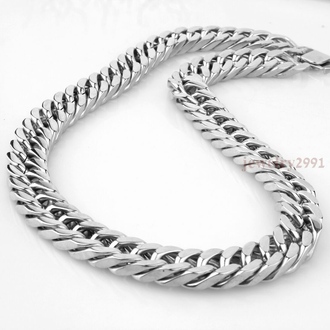 Men Stainless Steel Large Heavy Silver 17MM Curb Chain Link Necklace or Bracelet