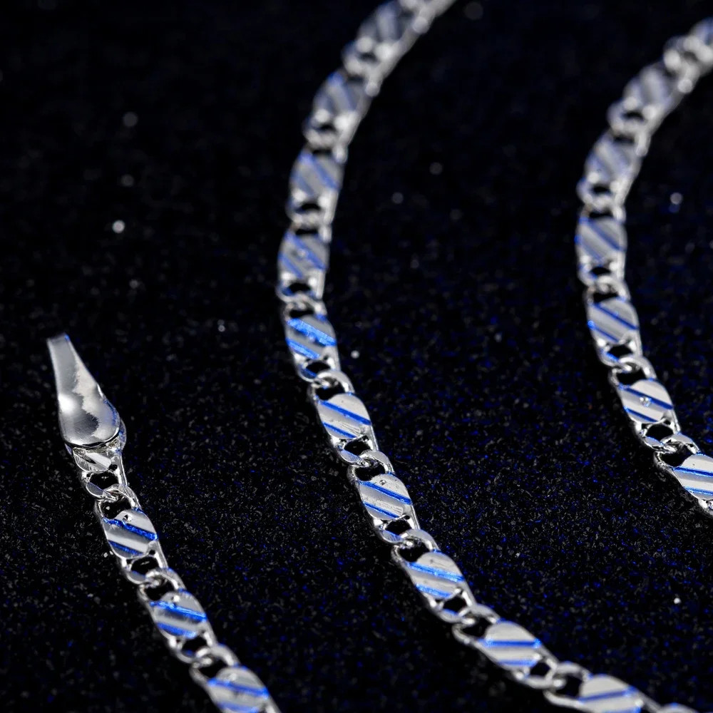 40-75CM 925 Sterling Silver 2mm Charm Chain Necklace Women Man Fashion Jewelry