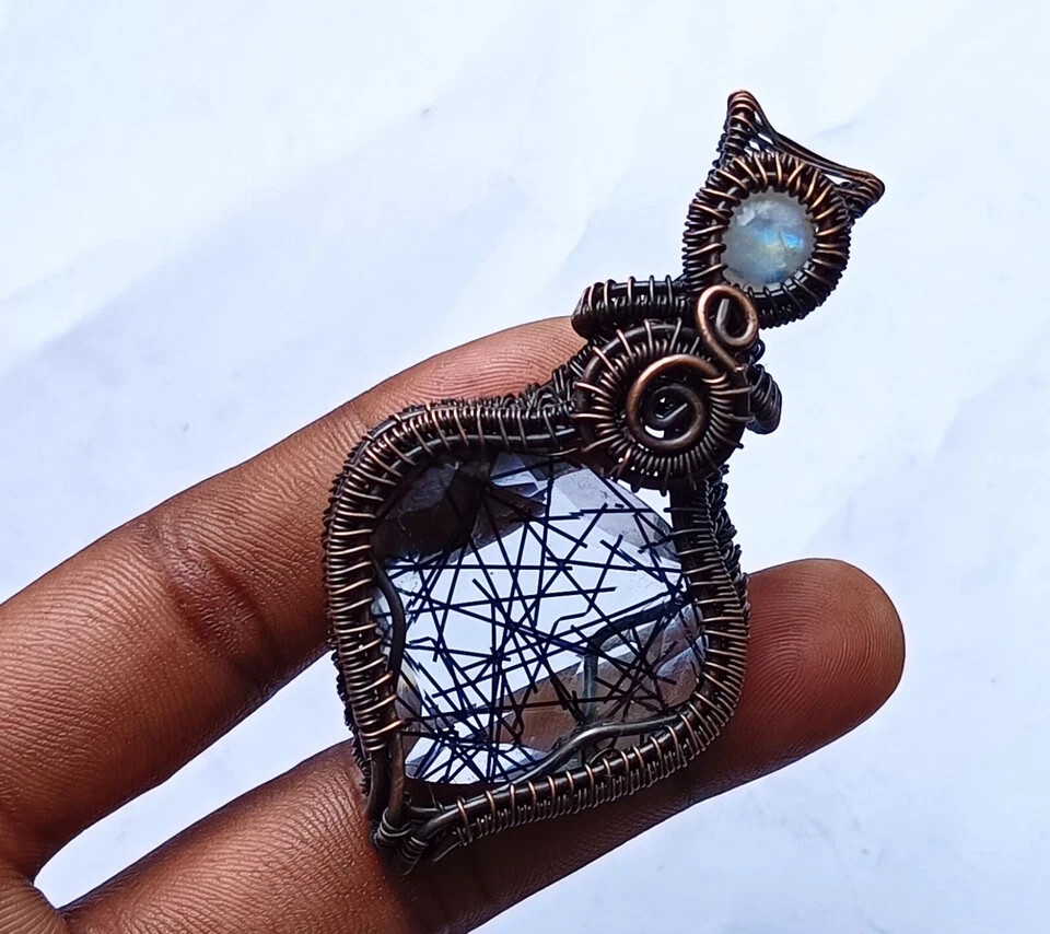 Natural Quartz Gems Copper Jewelry Wire Wrapped Gift For Her Pendant 180.80 Ct