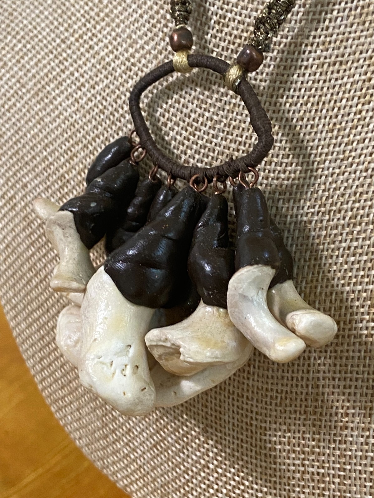 Statement Necklace with Clay & Natural Coral Charms – Handmade Boho Jewelry