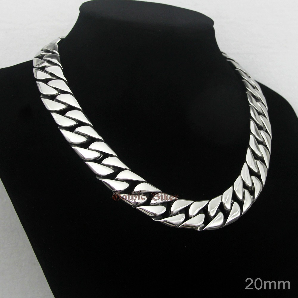 Heavy Wide Stainless Steel Curb Cuban Chain Men Necklace Polish 17mm 20mm 18-30″