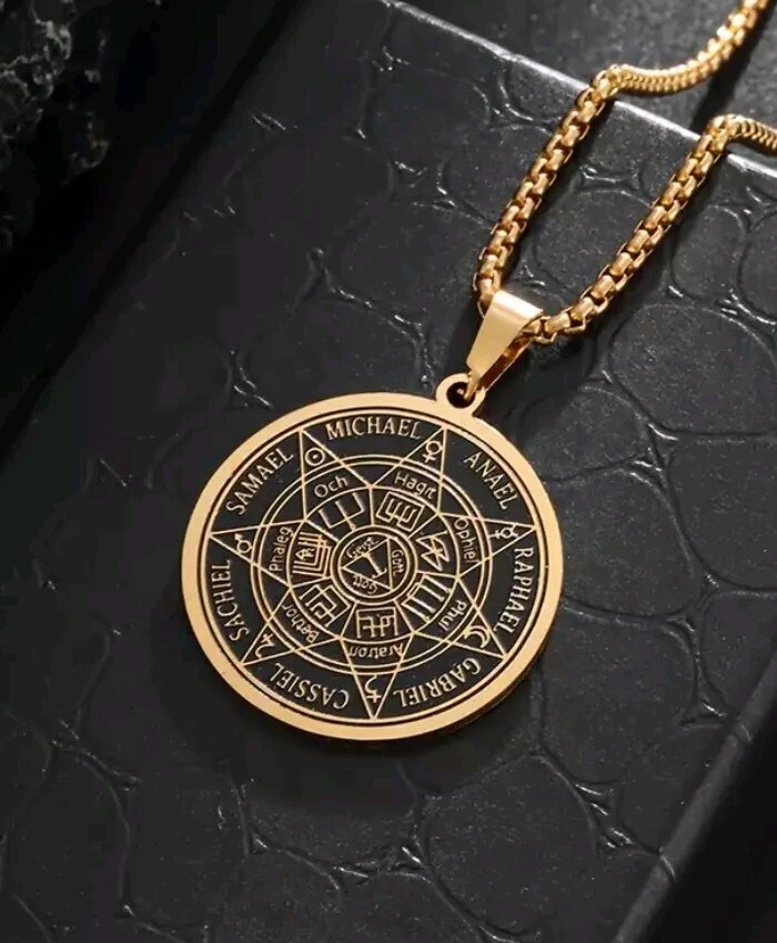 Cadena Acero Inoxidable Medalla Amuleto Protector Con Los Site Arcángeles