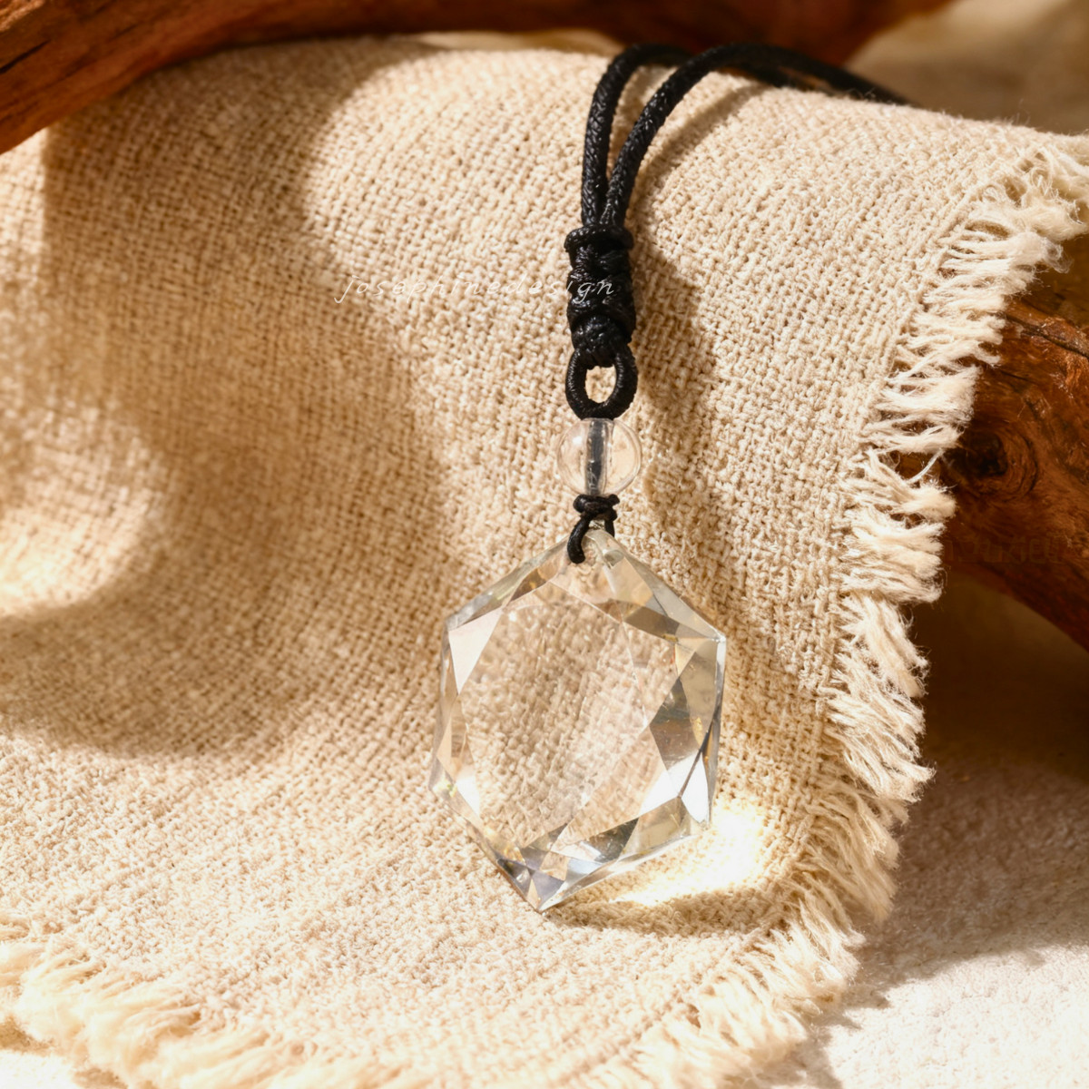 Clear Quartz Hexagram Pendant Stress Relief Healing Amulet Necklace Unisex Gift