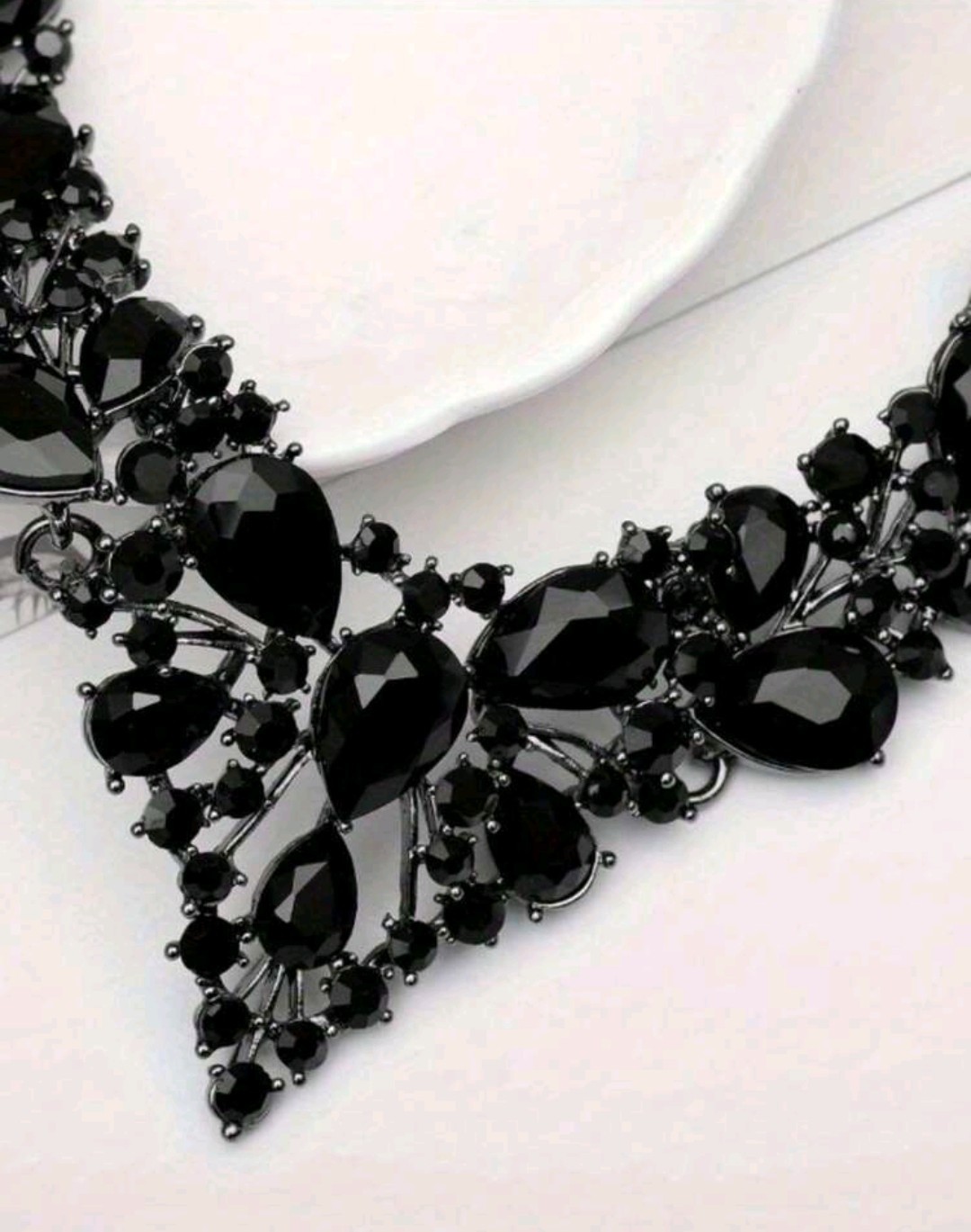 Black Plated Necklace Earring Set Chocker With Black Zirconia Gothic