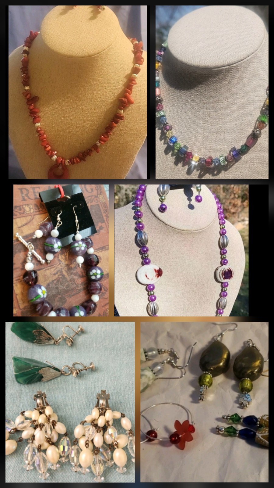 Bracelet Earring Necklace Closeout 5# Lot Beaded Chain Artisan/Store Stone Glass