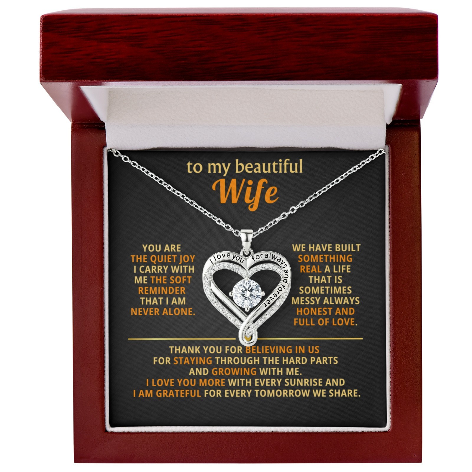 To My Wife Love You Always Heart Necklace Thank You Anniversary Gift For Her 💖