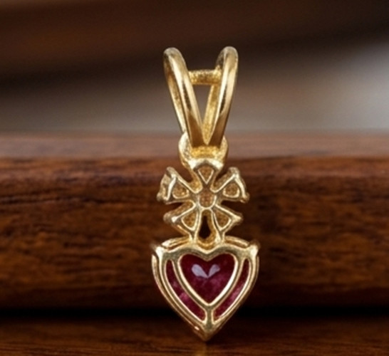 7ct Heart Simulated Pink Ruby/Diamond Anniversary Gift Pendant Rose Gold Plated