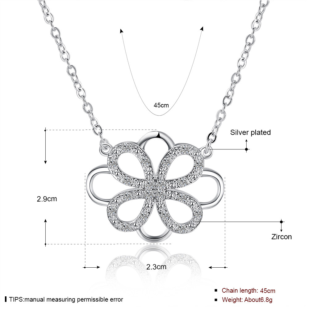 Lovely 925 Sterling Silver Filled SF Filigree Flora CZ Pendant Necklace N-A645