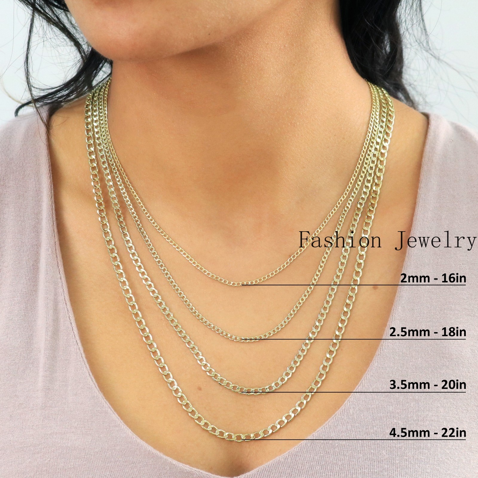 14K Yellow Gold 2mm-7.5mm Curb Cuban Chain Link Pendant Necklace Bracelet 7″-30″