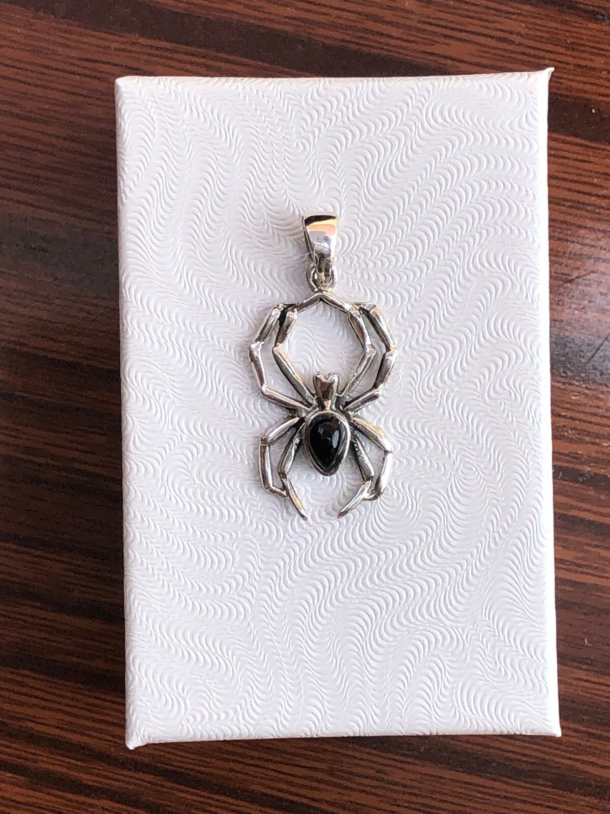 925 Sterling Silver Black Onyx Spider Pendant for necklace 22mm(0.87″)/31mm