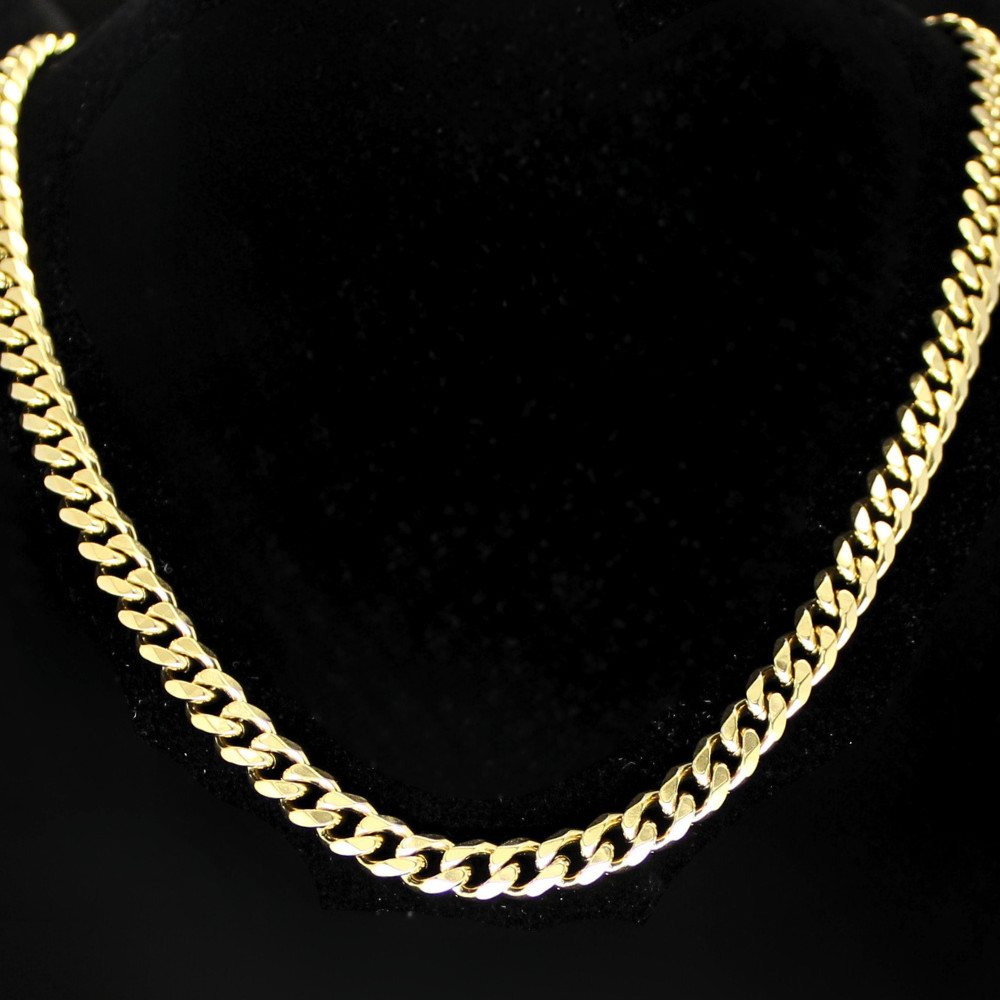 Stainless Steel Cuban Curb Chain Gold Plated Mens Necklace 3/4/5/7/9/11mm