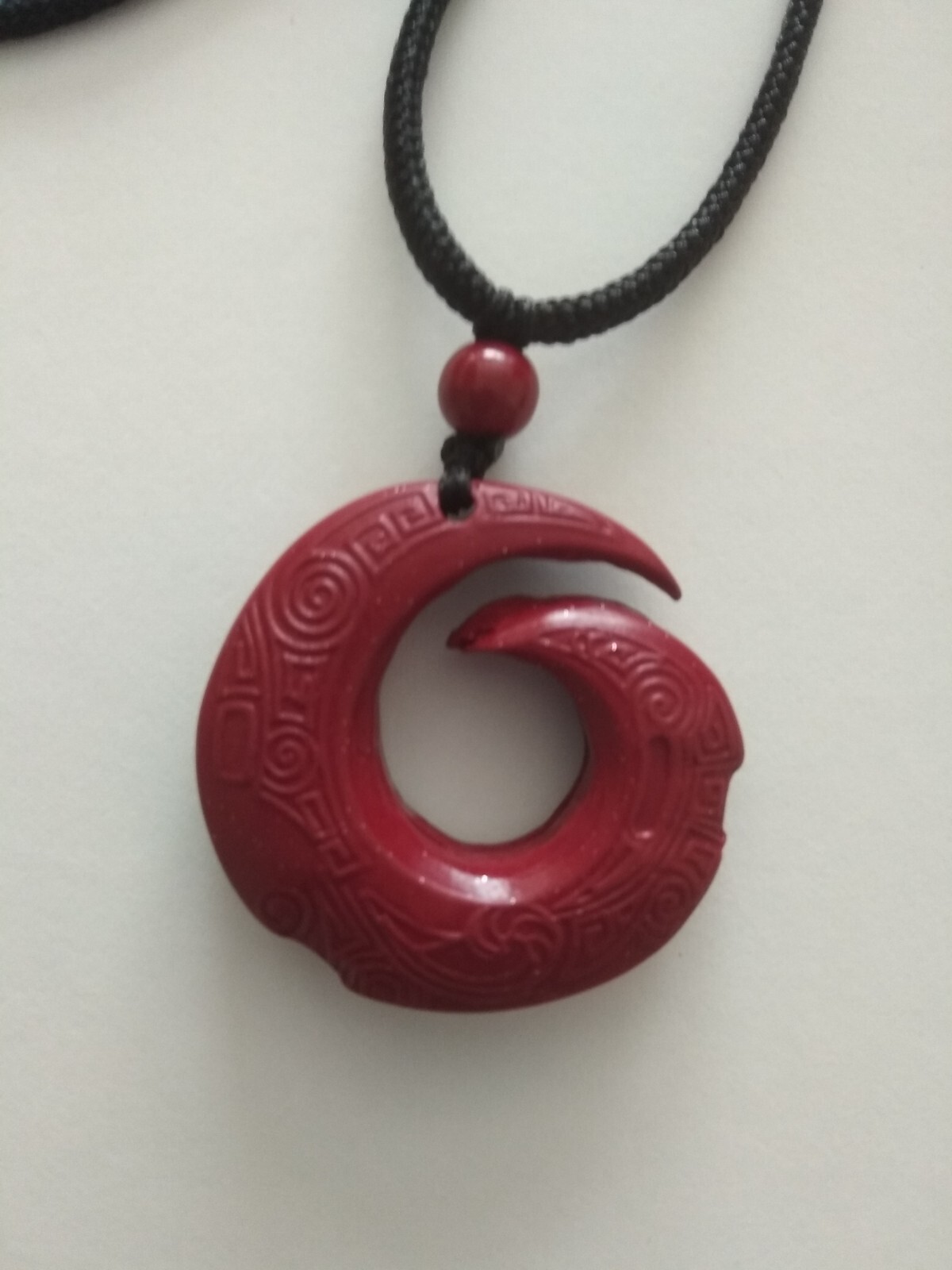 Natural 32x32mm Dark Red Carved Cinnabar Pendant on Brown Rope Necklace-514-6