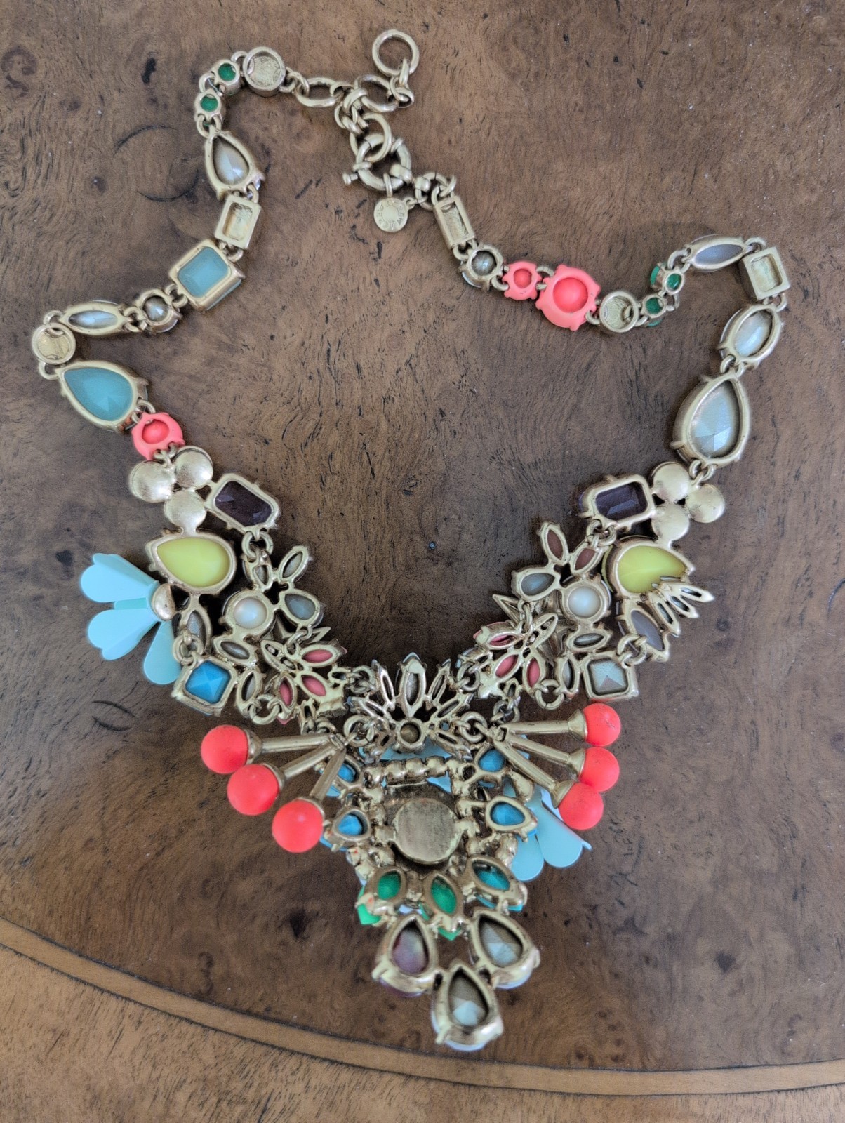 J CREW MIDSUMMER STATEMENT BIB NECKLACE STARS COLORFUL CLUSTERS PASTEL FLORALS
