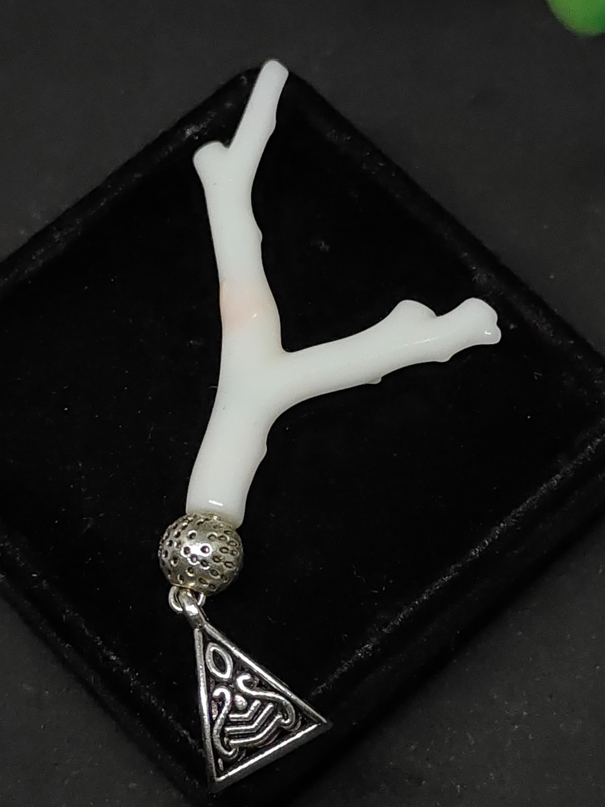 AAA Japanese White Coral Branch Pendant: Silver Brass, Natural Gemstone