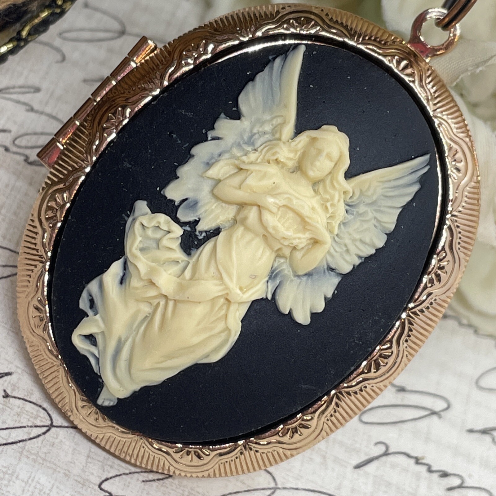 Angel Wedding Anniversary Birthday Rose Gold gift Bridal Bridesmaid Photo Locket
