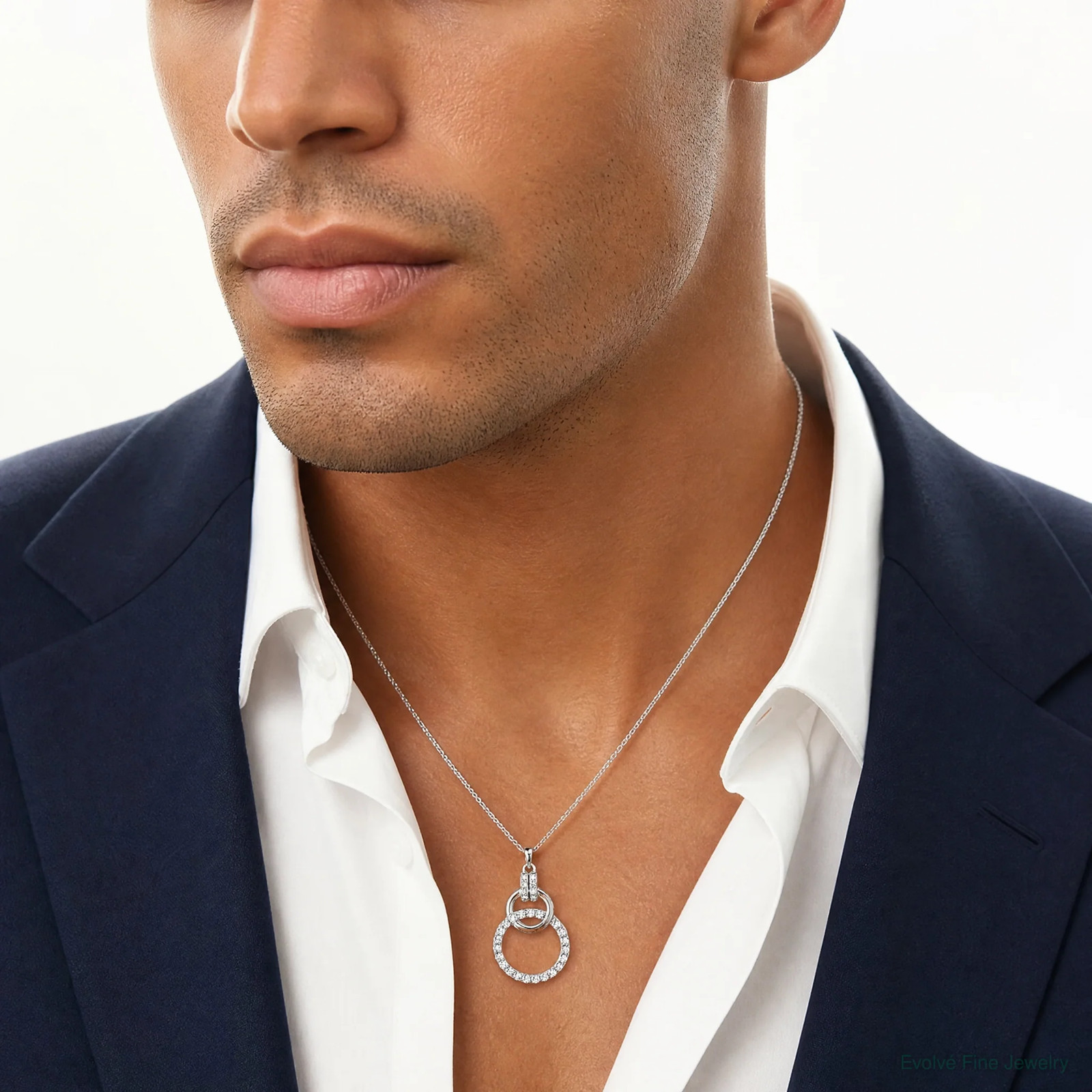 Sterling Silver Rhodium-Plated CZ Circle Pendant