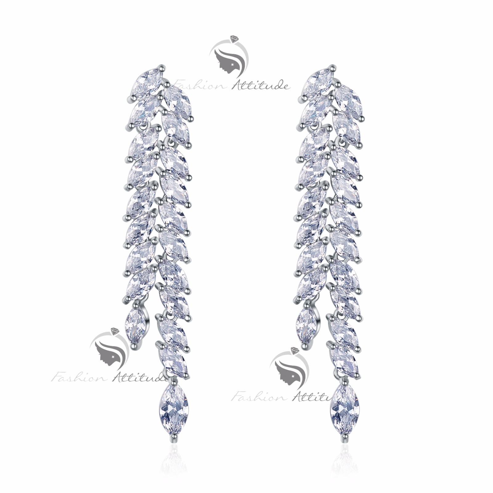 18k white gold filled made with crystal earrings necklace party wedding set