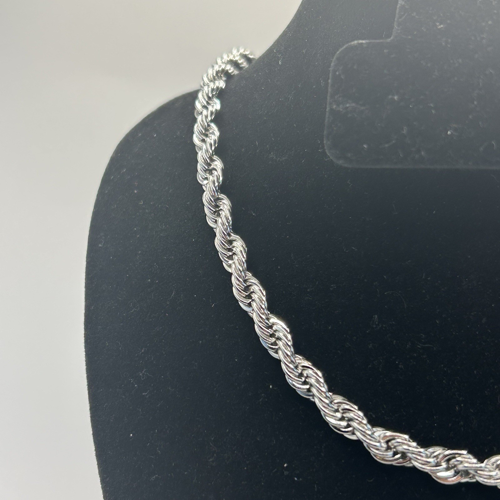 925 Real Silver Rope Chain Necklace 6mm 16 Inch Plated Womens Cute High Quality