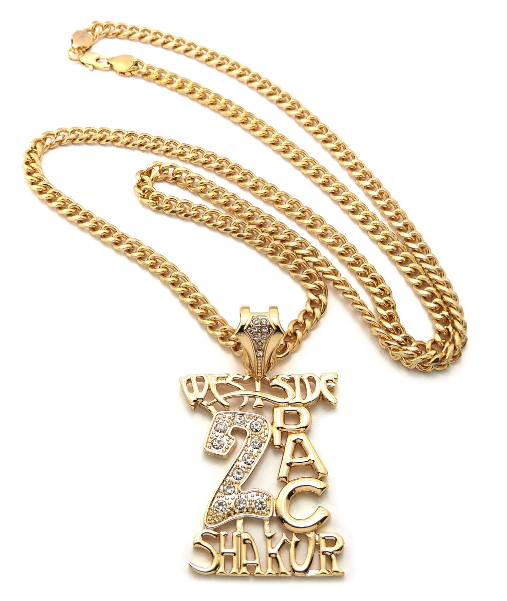 NEW WESTSIDE 2PAC SHAKUR PENDANT 6mm36″ CUBAN CHAIN HIP HOP NECKLACE OP39