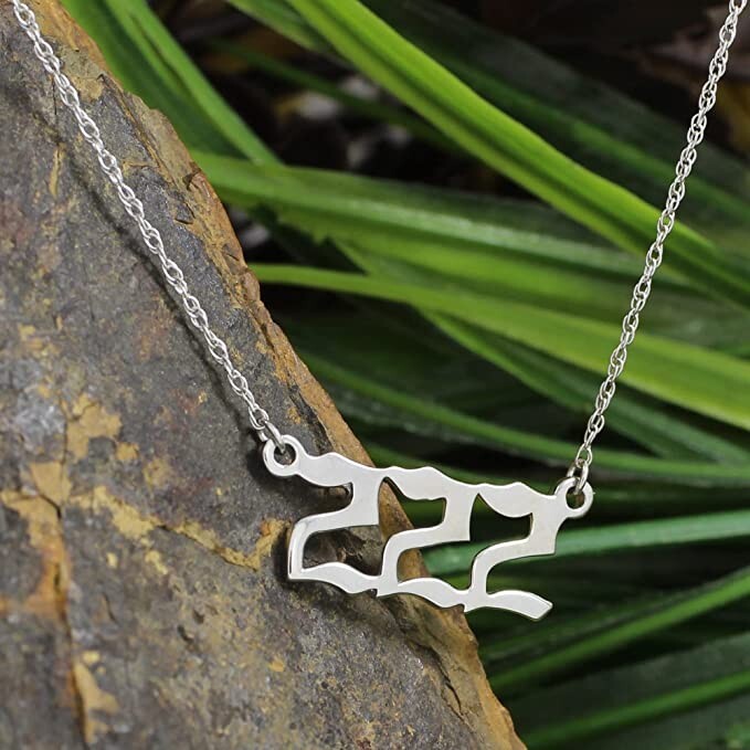 Silver 222 Angel Number Necklace, Jewelry Charms Minimalist Stainless Steel