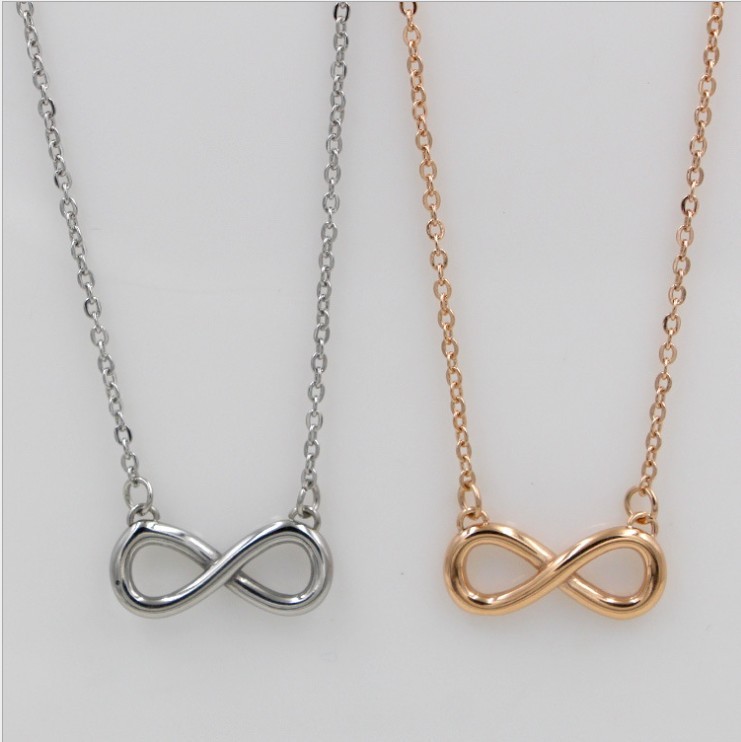 18″ Silver Rose Gold Stainless Steel Love Infinity Symbol 8 Pendant Necklace PE6