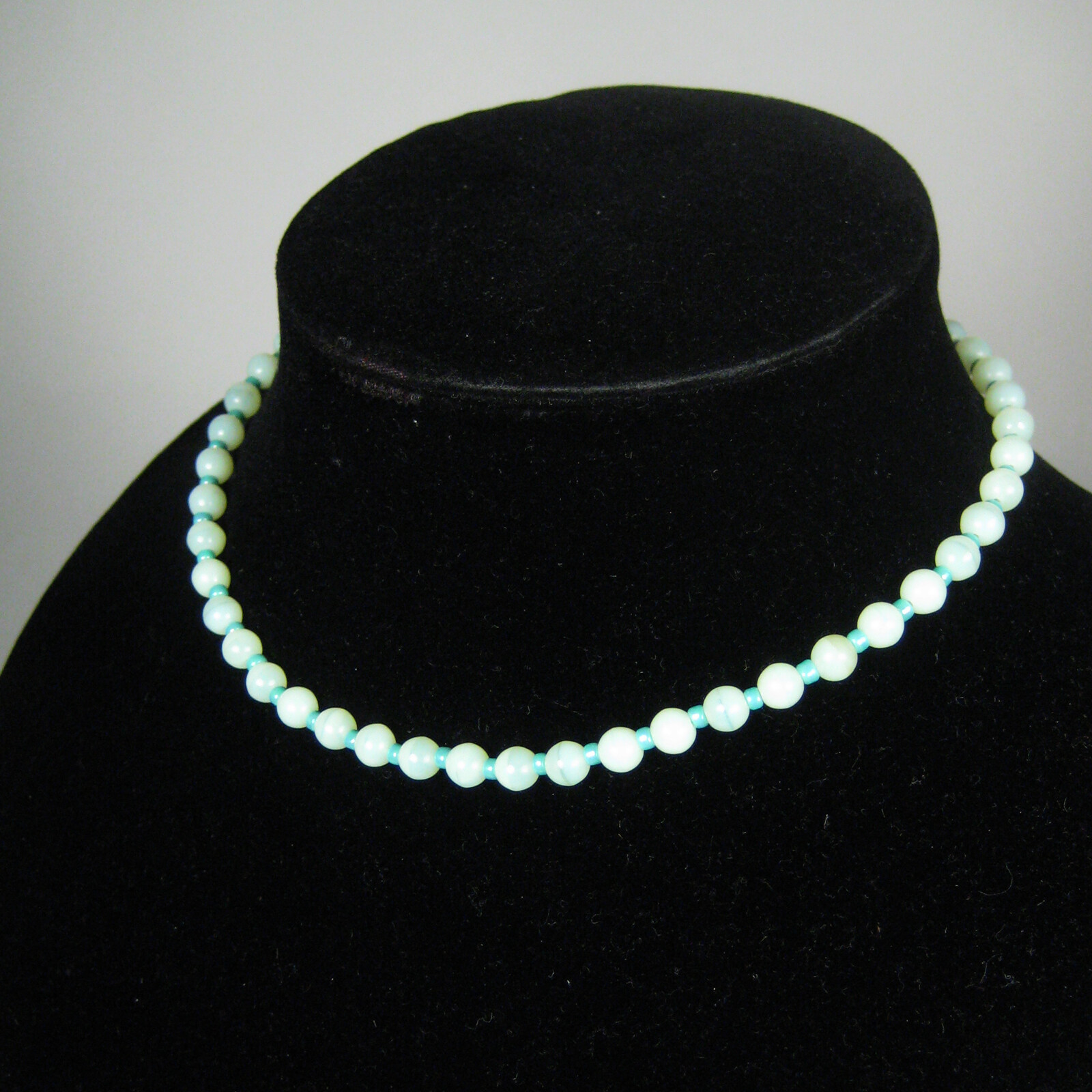 Necklace Women 15 In Strand Plastic Jewelry Green Bead Collar Choker Blue