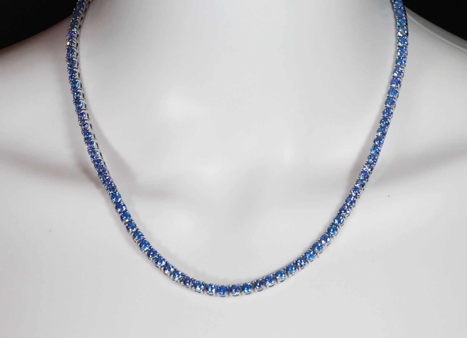 Simulated Blue Diamond Tennis Chain | Tennis Necklace | Aquamarine Tennis Chain