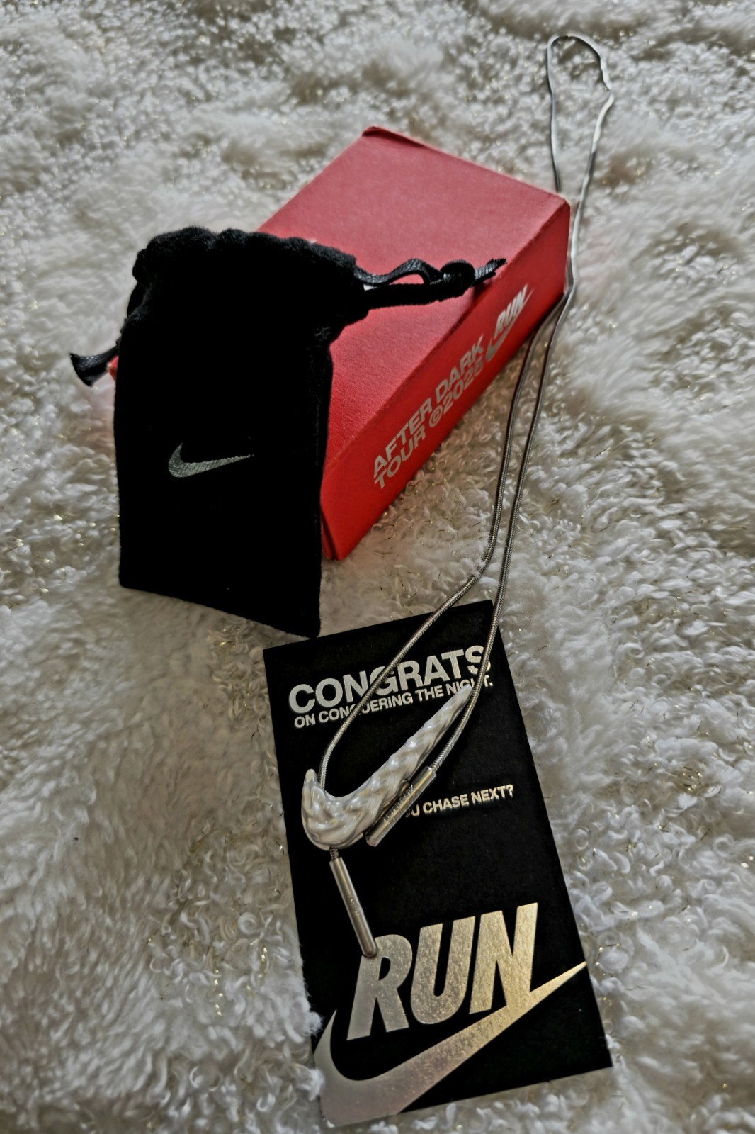 Nike After Dark Run Tour 2025 Necklace Silver Tone