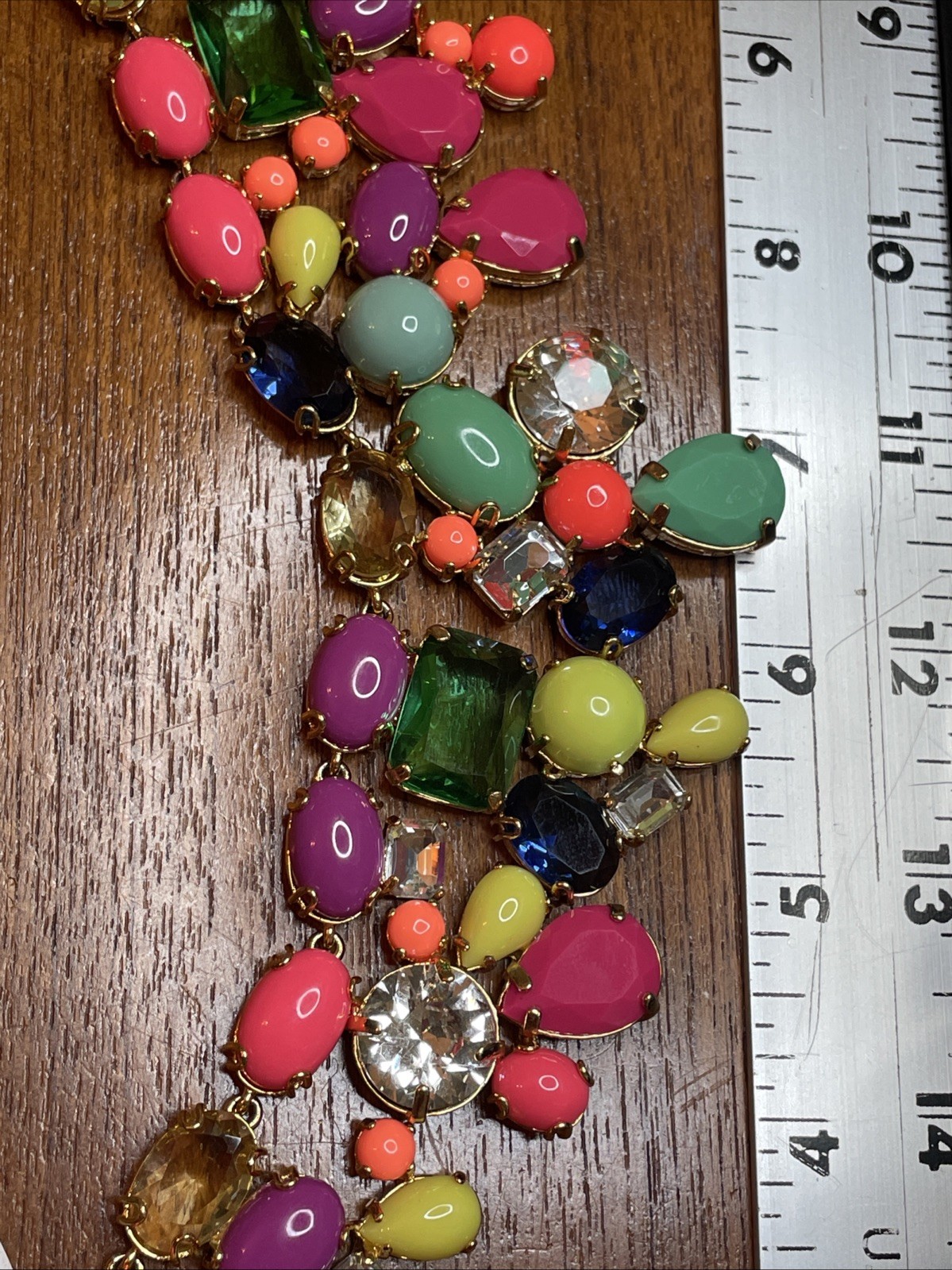 J Crew Bright Color Candy Rainbow Glass And Acrylic Statement Necklace