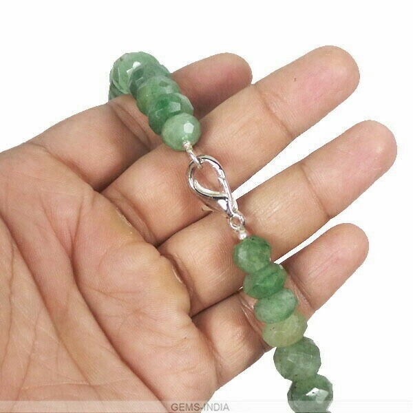 990 Cts Natural Brazilian Green Emerald Round Beaded Single Strand Necklace 22″