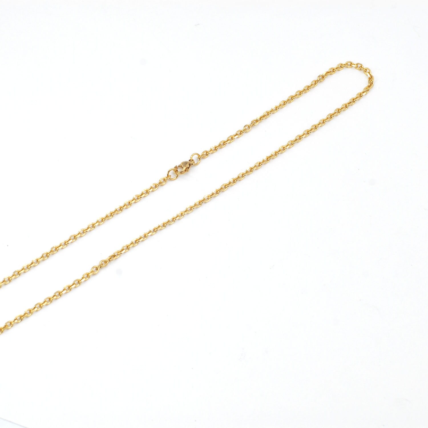 Stainless Steel Gold Plated Flat Cable Necklace with Lobster Clasp 18″ 3mm SSC38