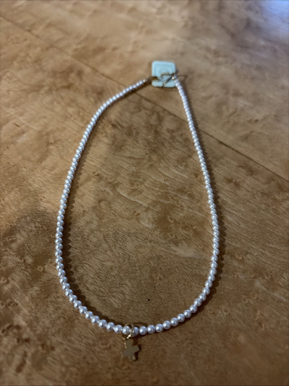 enewton necklace choker beaded – classic pearl 3mm – signature cross gold charm