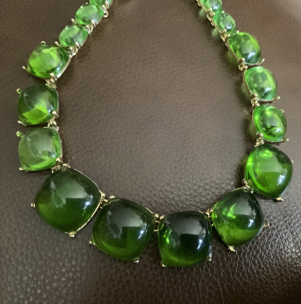 Zara Necklace Clear Candy Cabochon Gold Jelly Geometric Boho Green Retro Chain
